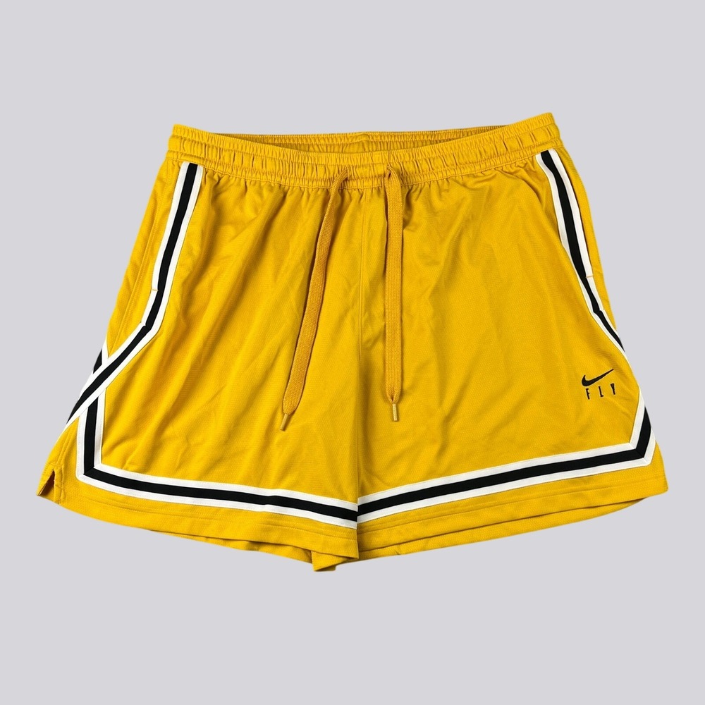 Nike Basketball Shorts Womens XXL Yellow Dri-FIT Fly Stripe Mesh CU4573-743